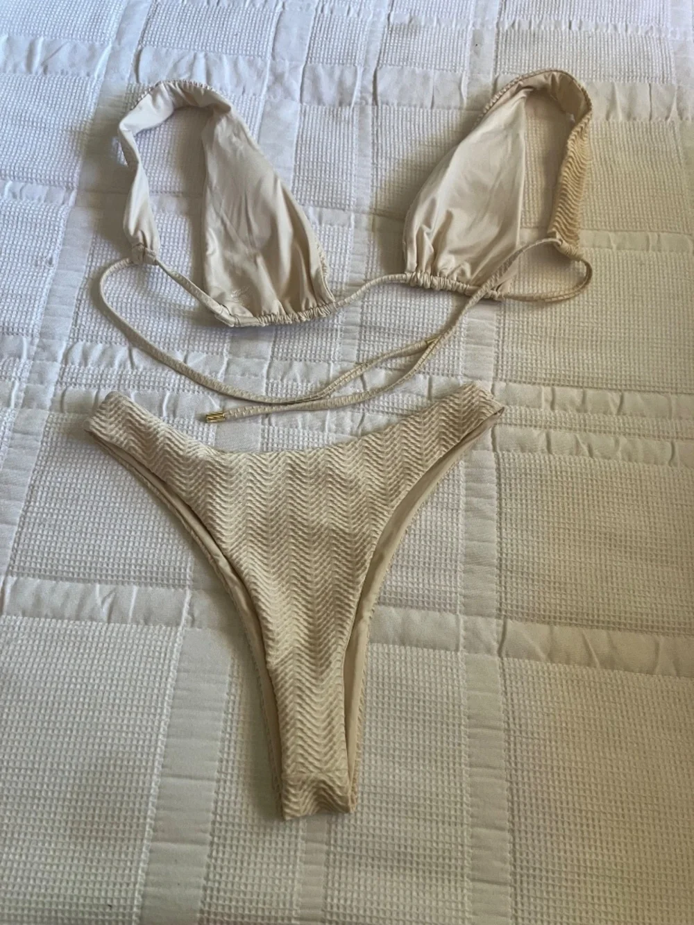 Monday Swimwear Bikini, Tan quilted design